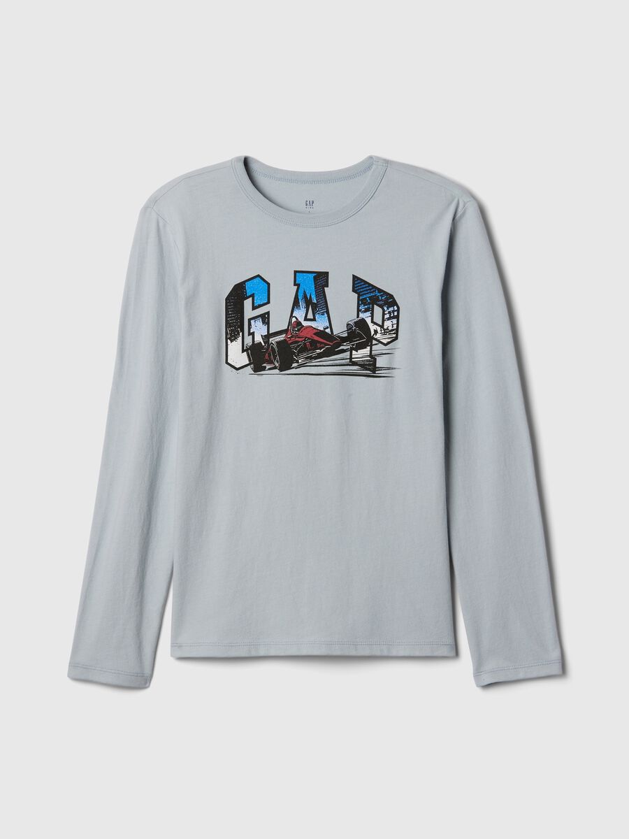 T-shirt maniche lunghe in cotone con stampa Bambino_0