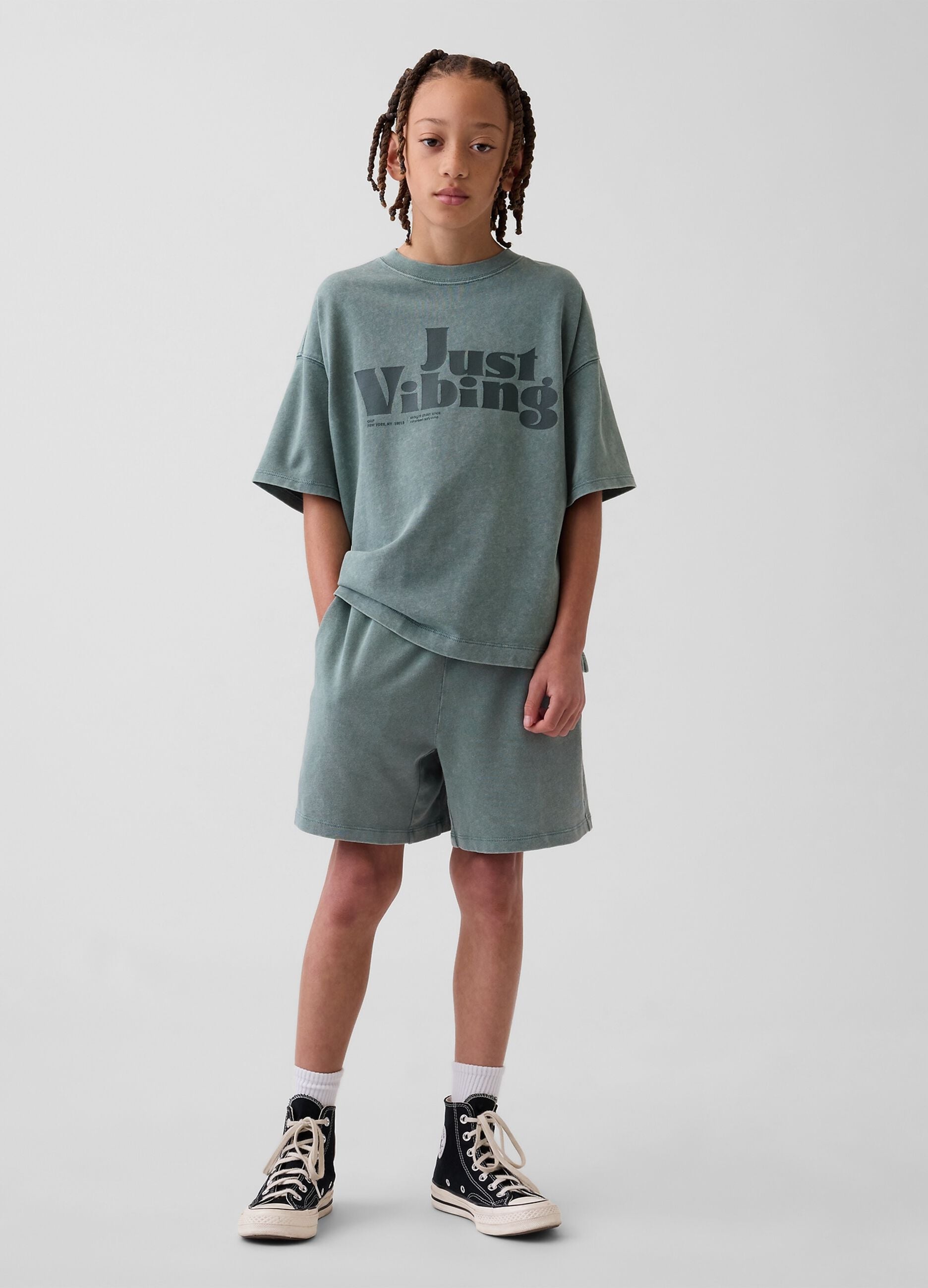 Shorts in puro cotone con vita elasticizzata