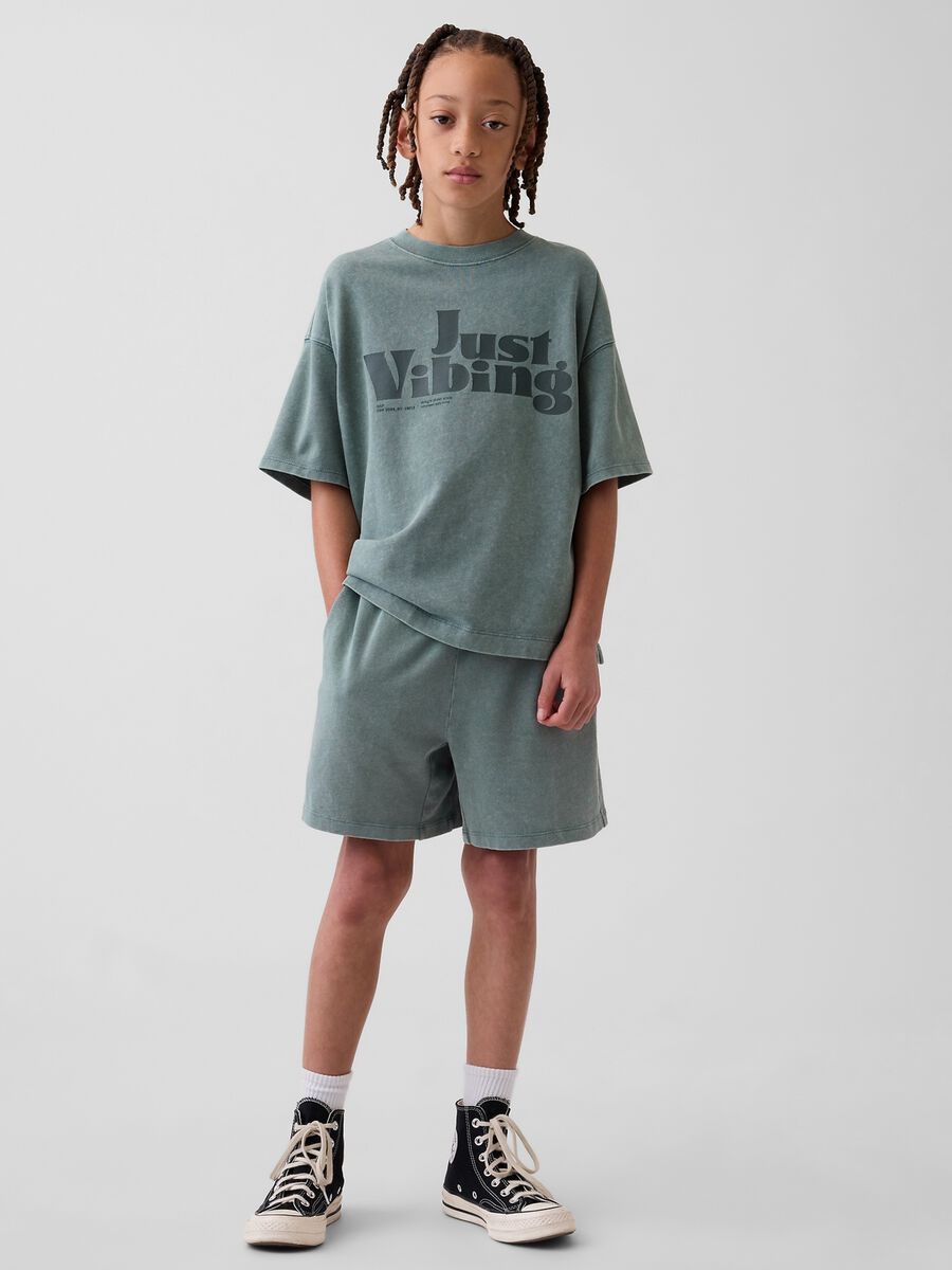 Shorts in puro cotone con vita elasticizzata Bambino_0