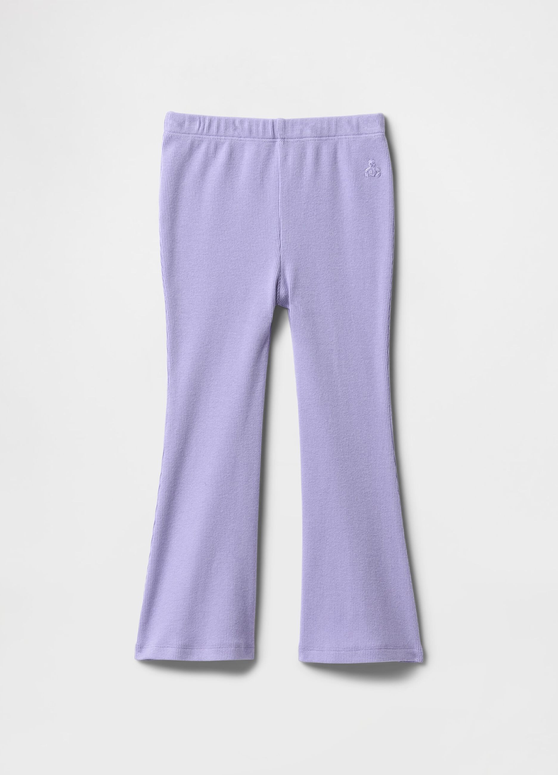 Pantaloni a zampa in tessuto elasticizzato lilla