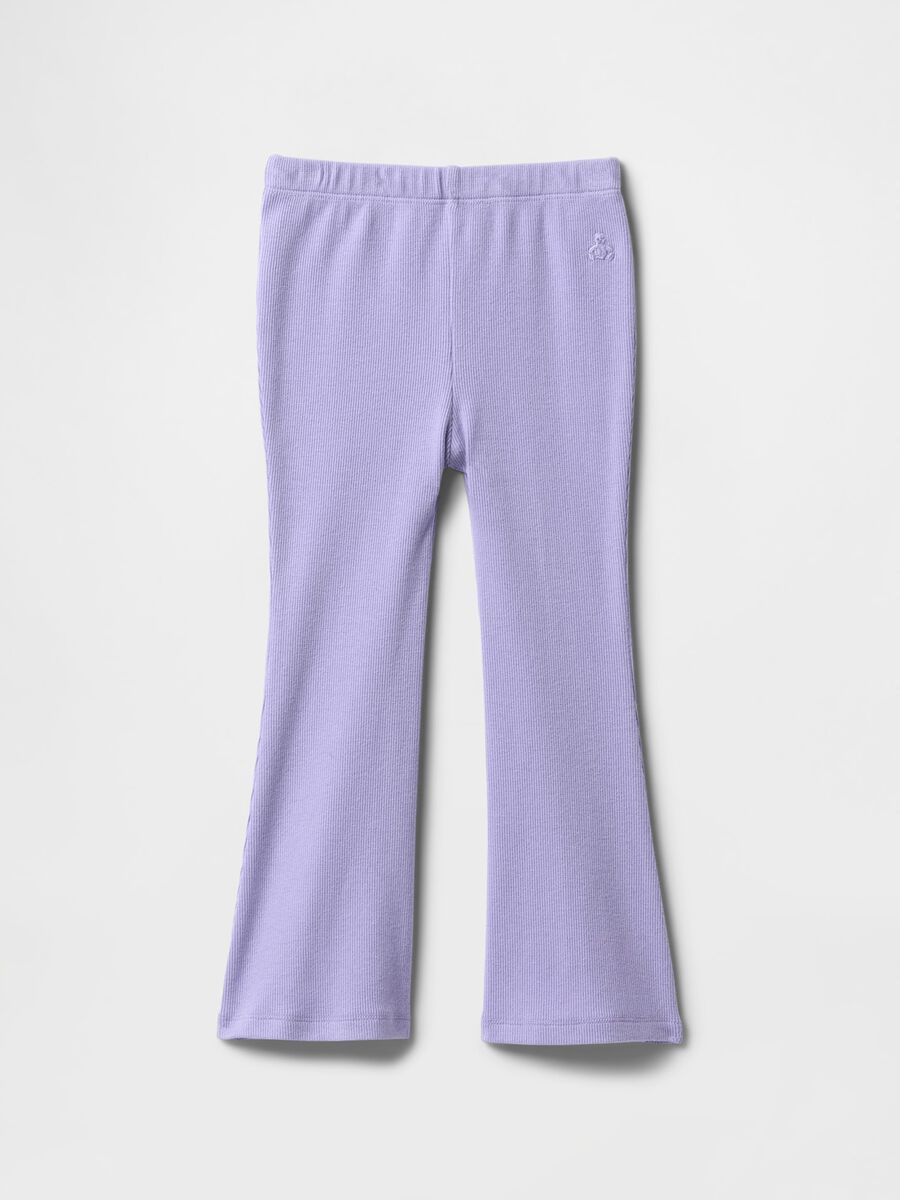 Pantaloni a zampa in tessuto elasticizzato lilla Baby Girl_0