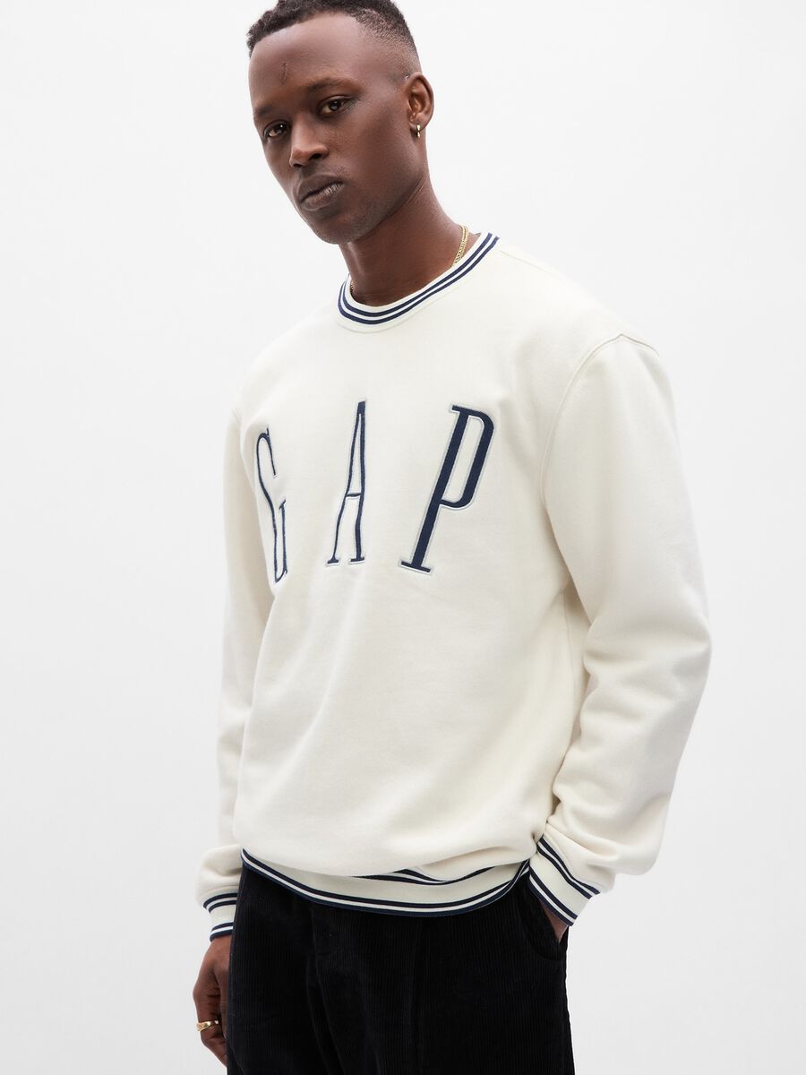 Sweatshirt with round neck and logo embroidery Man_0