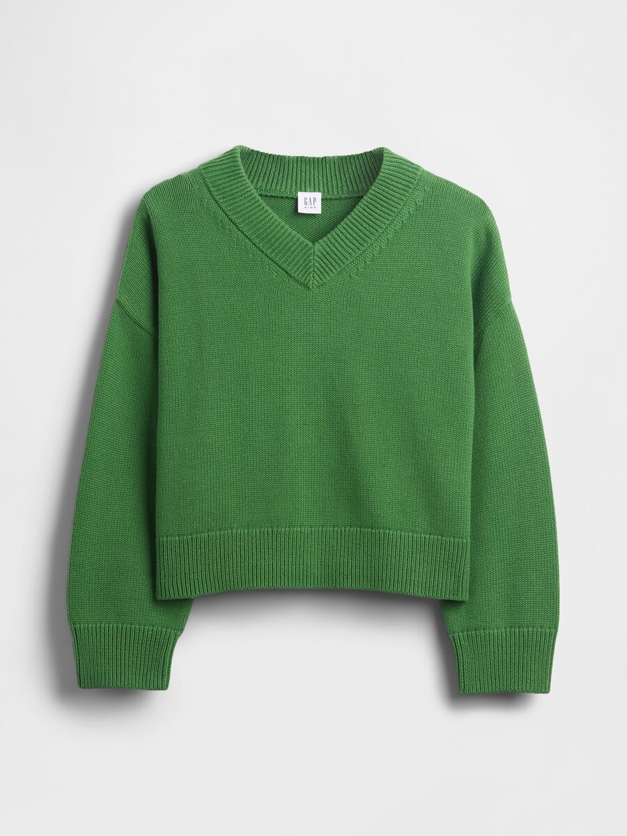 Maglione verde in cotone Bambina_3