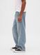 Regular fit azure pure cotton baggy jeans with five pockets_3
