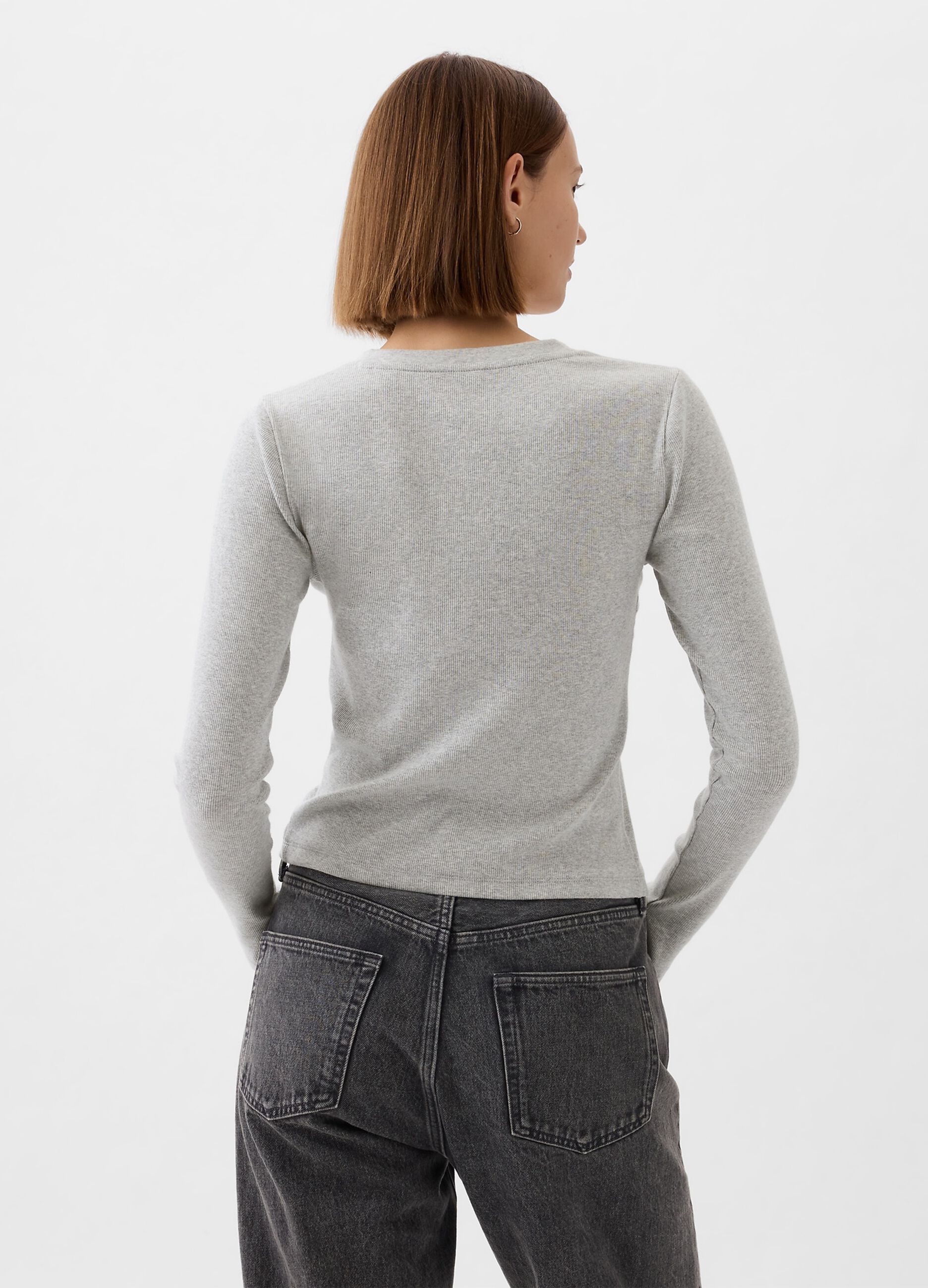 Long-sleeved T-shirt with ribbing and buttons_1