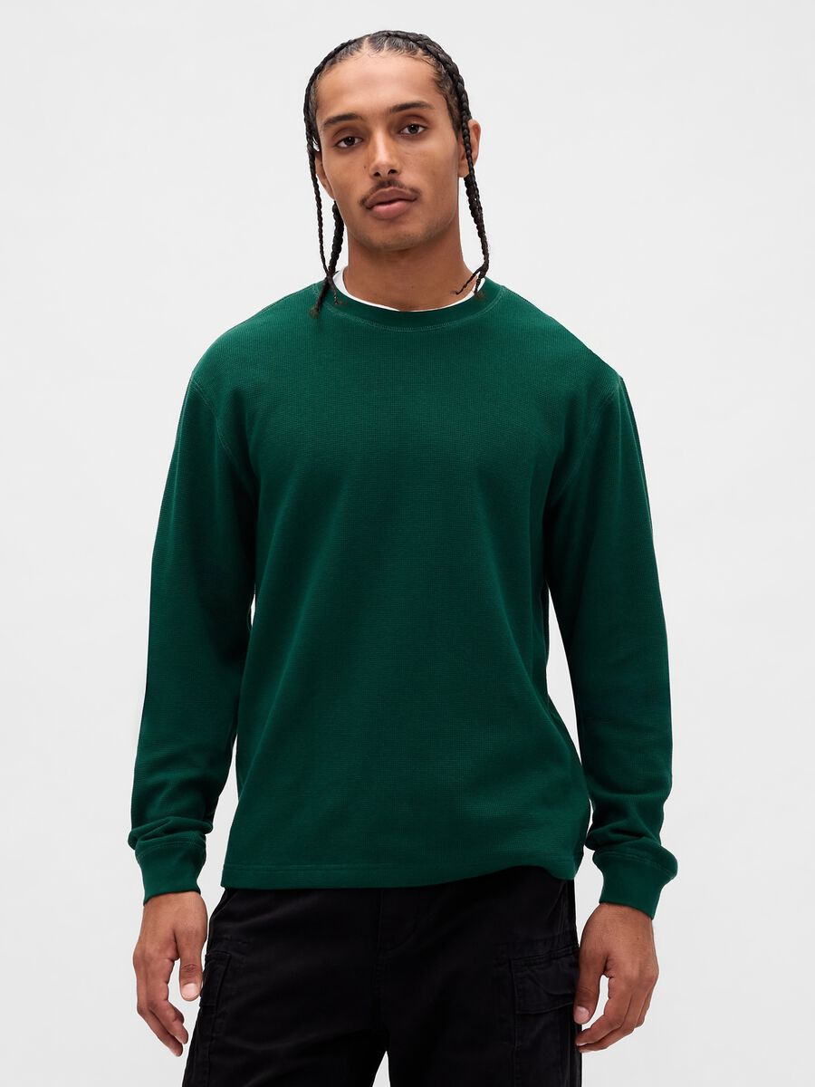Maglia verde elasticizzata a maniche lunghe Uomo_0
