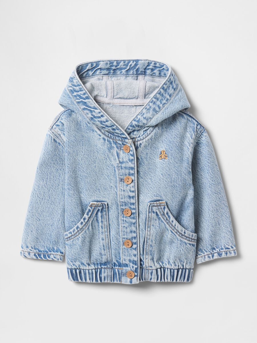 Giacca con cappuccio in stile denim per bambino Neonato_0