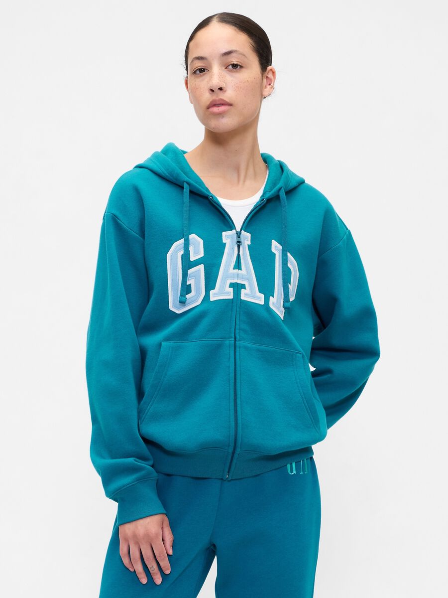 Blue Hoodie with Full Zip Woman_0