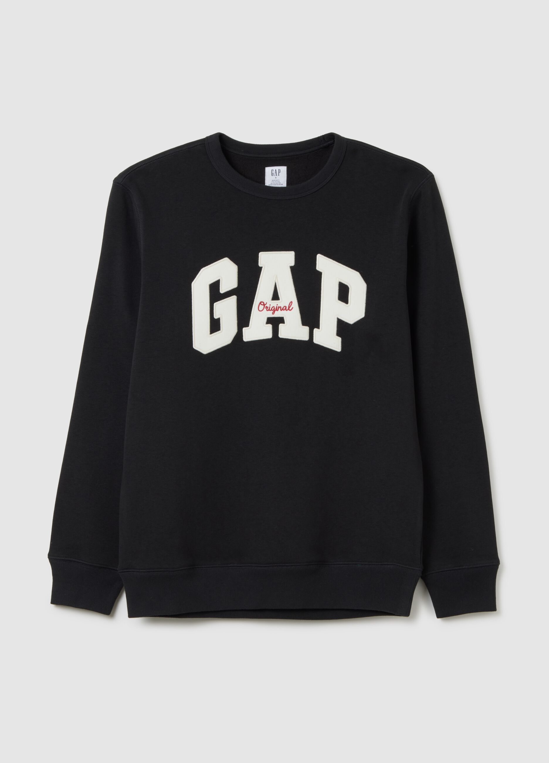 Round-neck sweatshirt with logo patch and embroidery_1