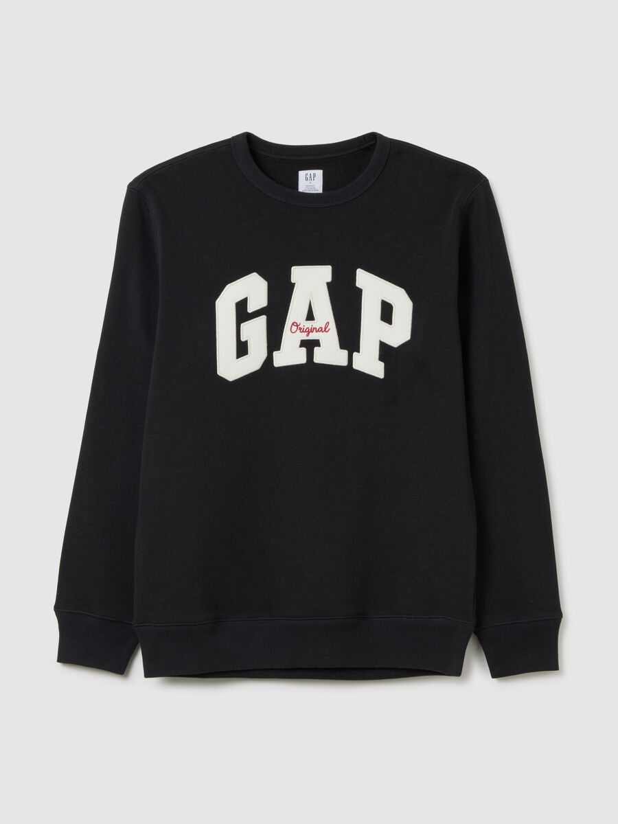 Round-neck sweatshirt with logo patch and embroidery Man_1
