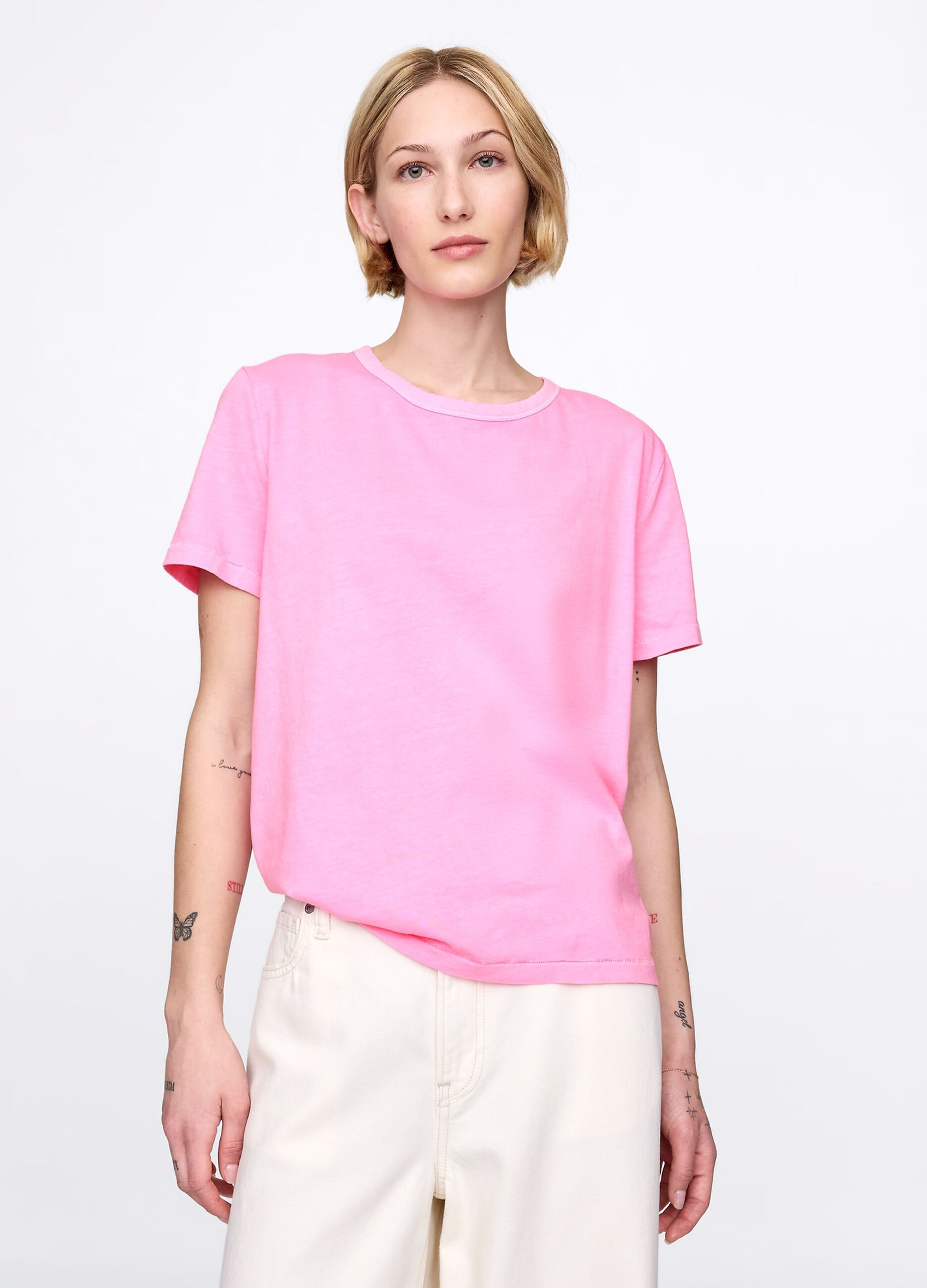 T-shirt rosa in puro cotone