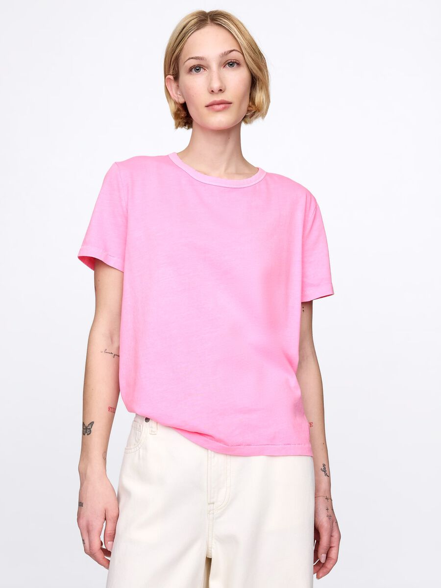 T-shirt rosa a maniche corte in cotone Gap Donna_0