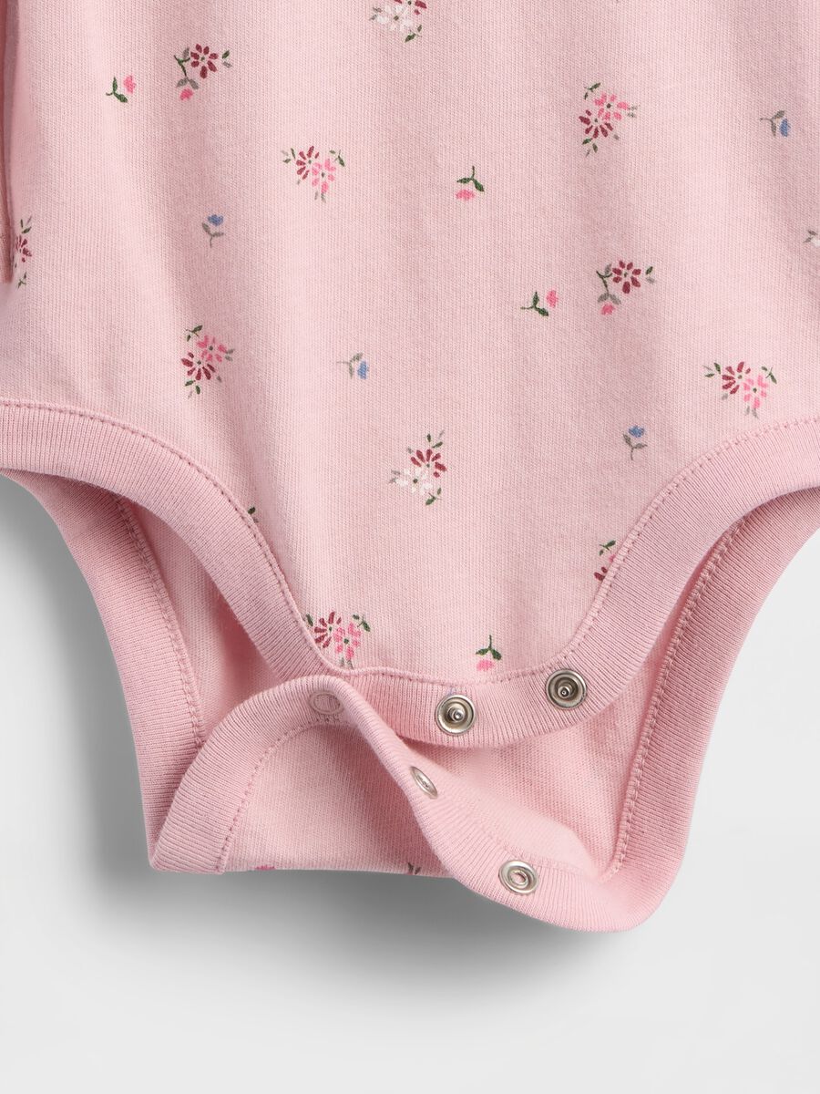 Body rosa in cotone con motivo floreale Neonato_3