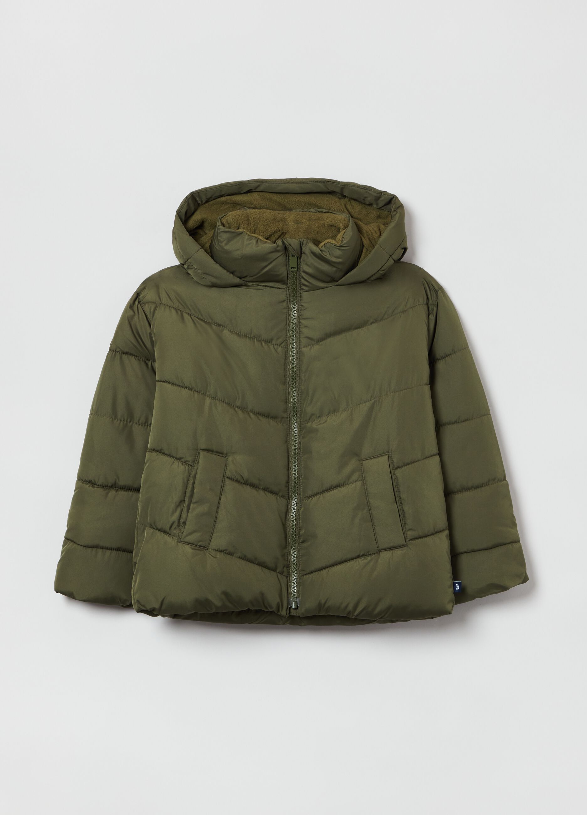 Full-zip down jacket with hood