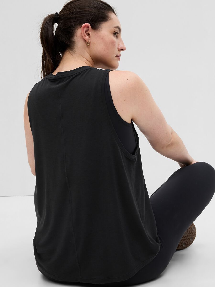 Stretch tank top with round neck Woman_4