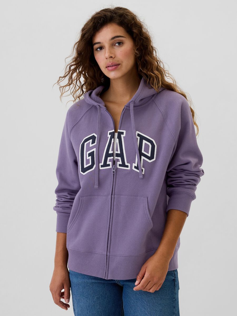 Felpa con cappuccio ricamo logo Donna_0