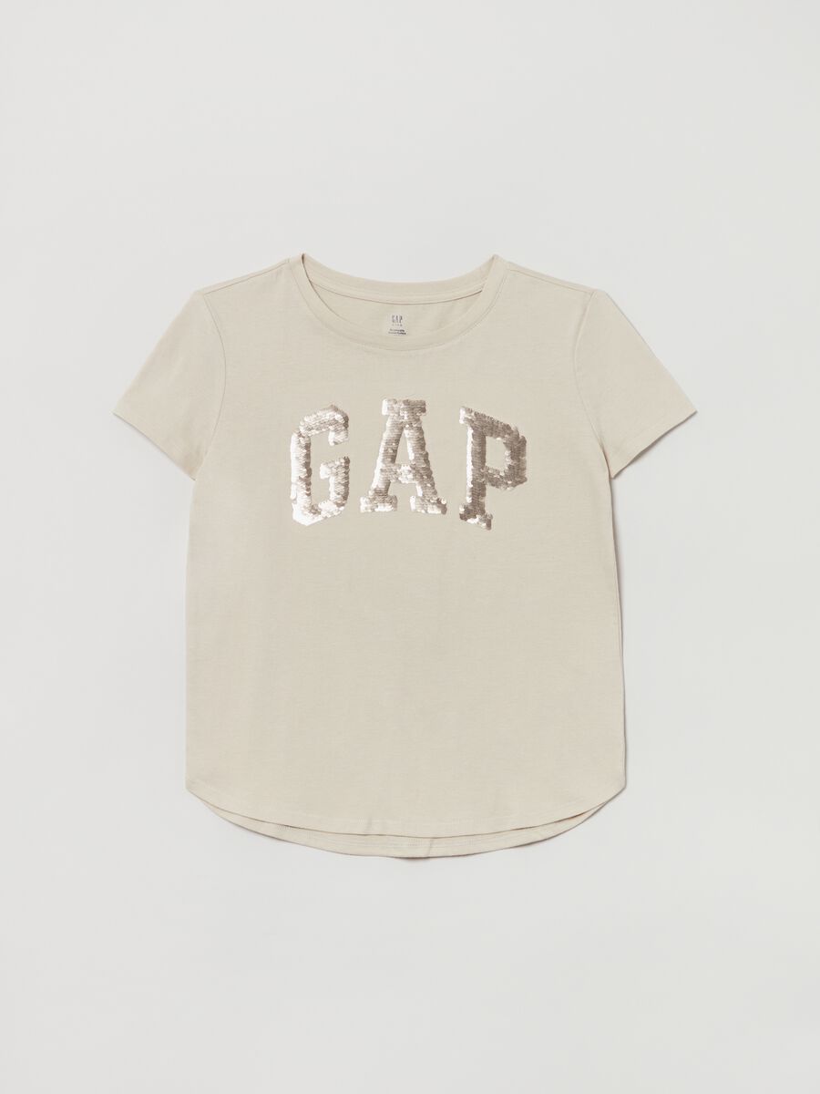 T-shirt con logo di paillettes reversibili  Bambina_0