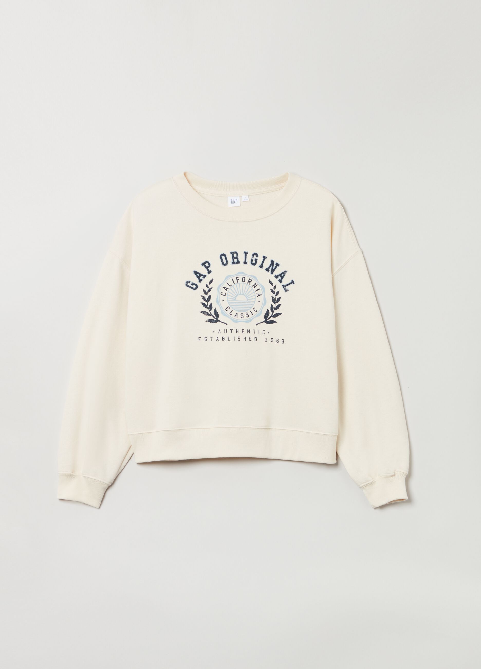 Round neck sweatshirt with Vintage-effect print