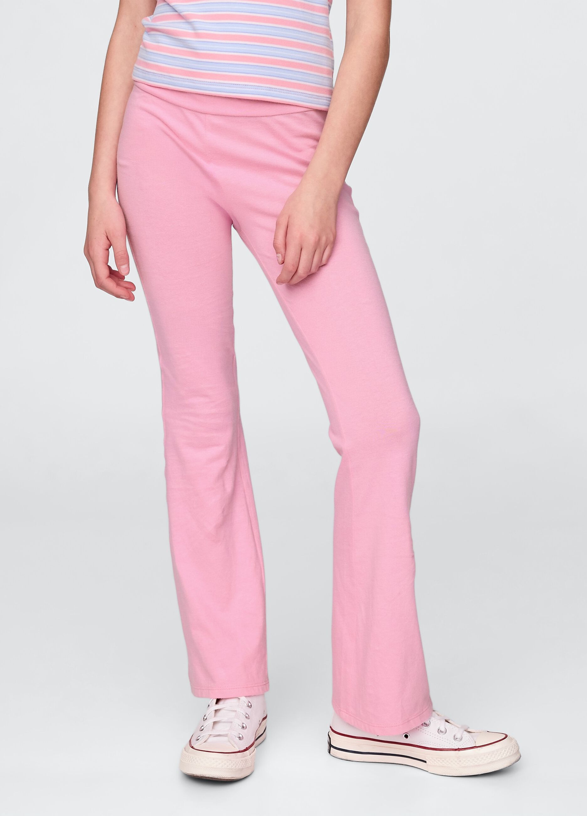 Pantaloni a zampa rosa in cotone elasticizzato_1
