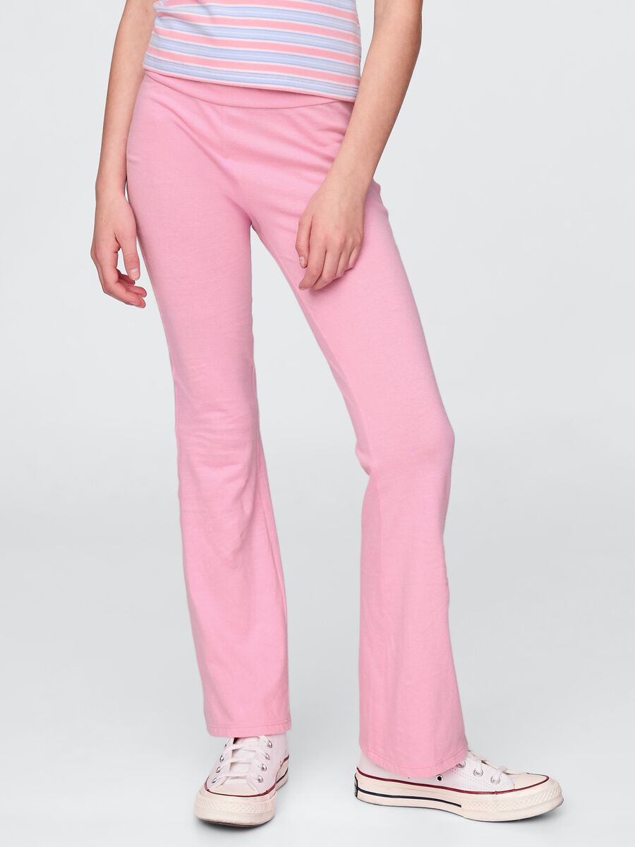 Pantaloni a zampa rosa in cotone elasticizzato Bambina_1