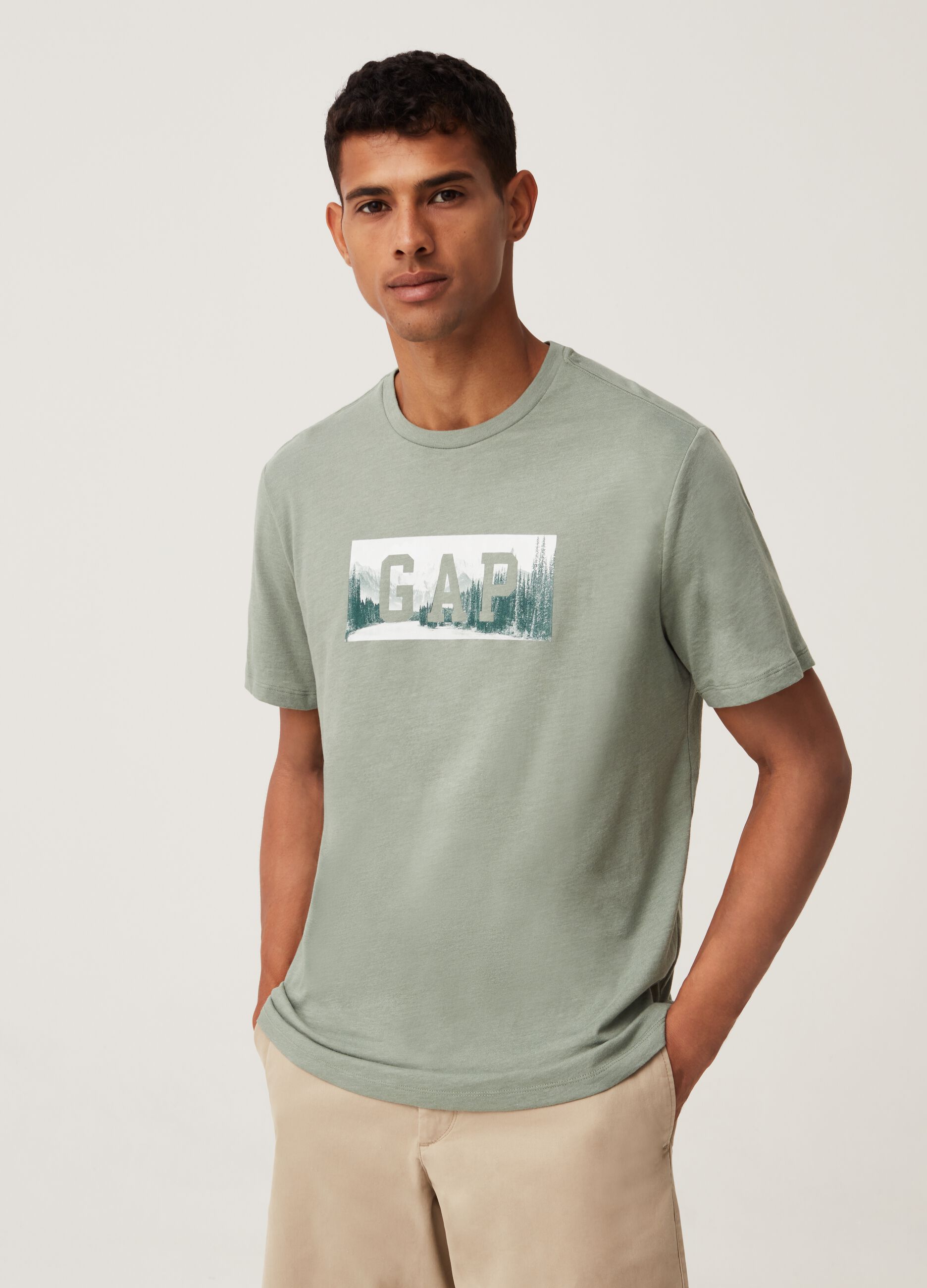 T-shirt with mountains and logo print_0
