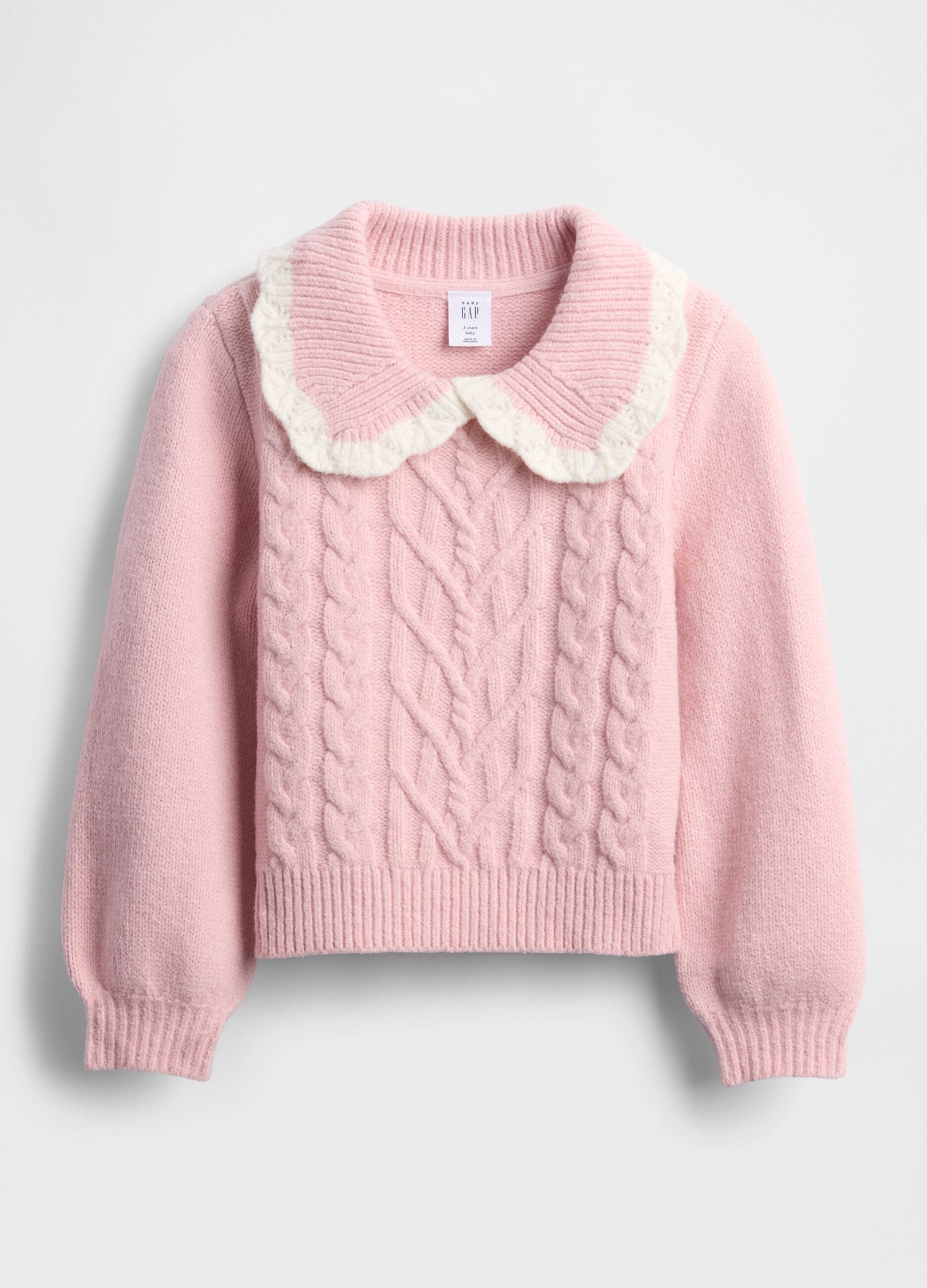 Maglione rosa con colletto da bambina