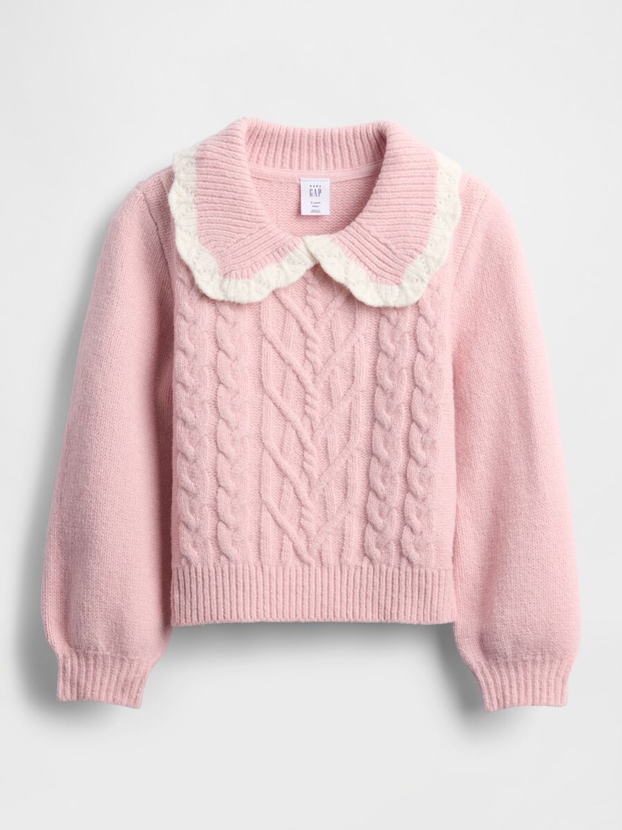 Maglione rosa con colletto da bambina Bimba_1