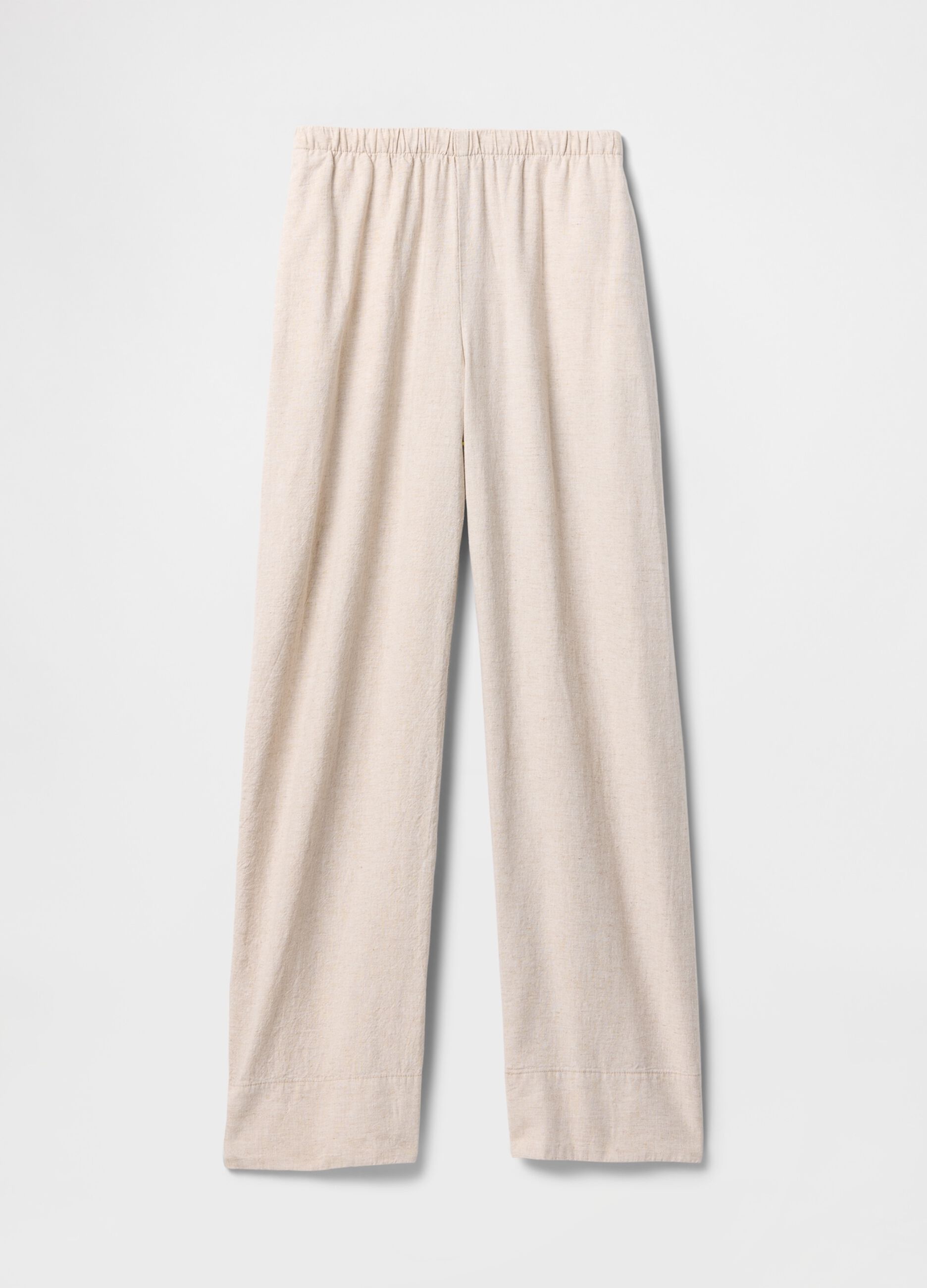 Pantaloni wide leg beige in lino e viscosa_6