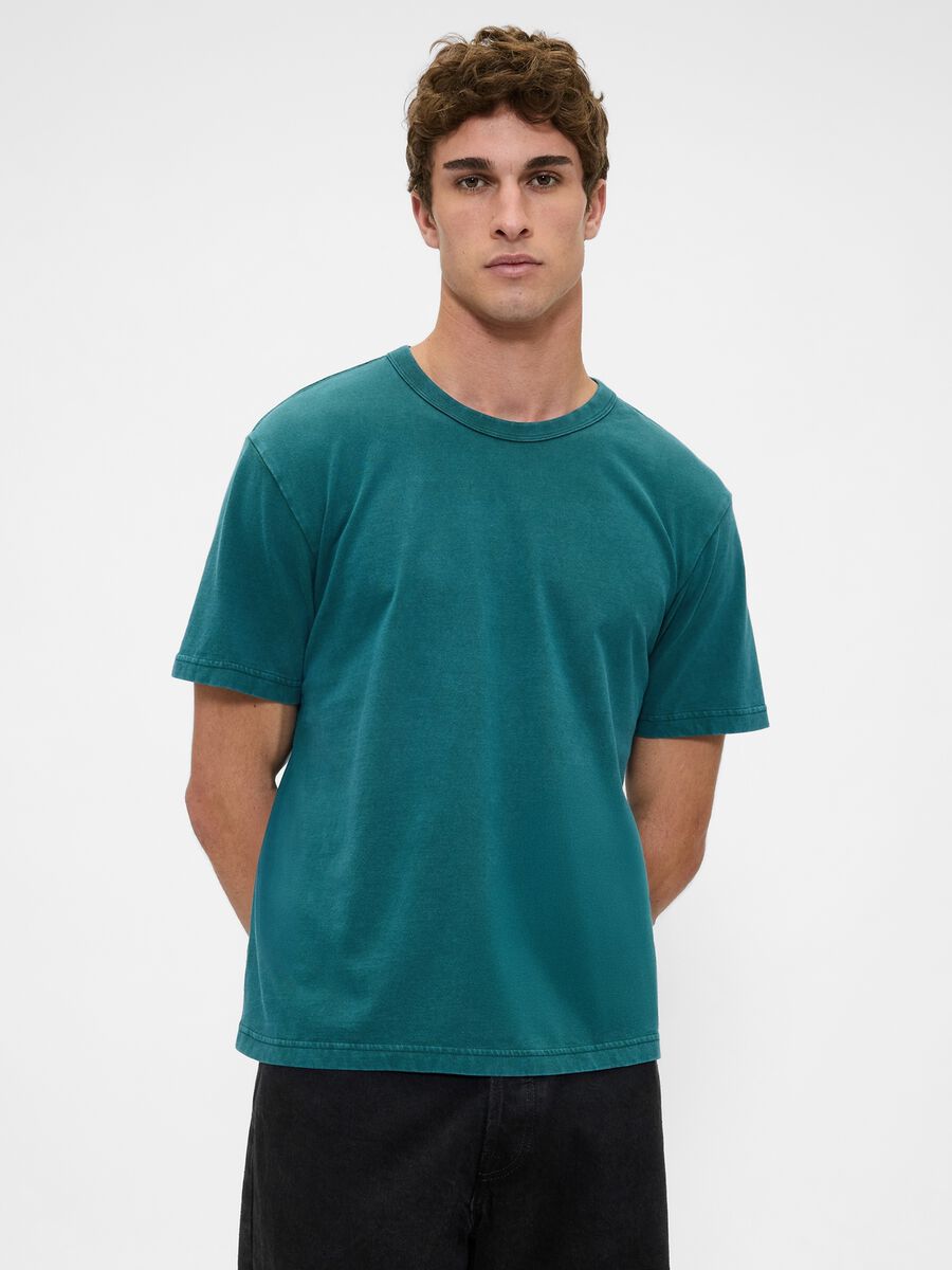 Green Cotton Short Sleeve T-shirt Man_0
