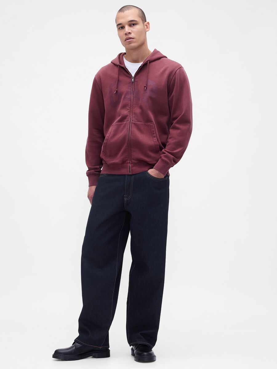 Felpa rosso full zip Uomo_2