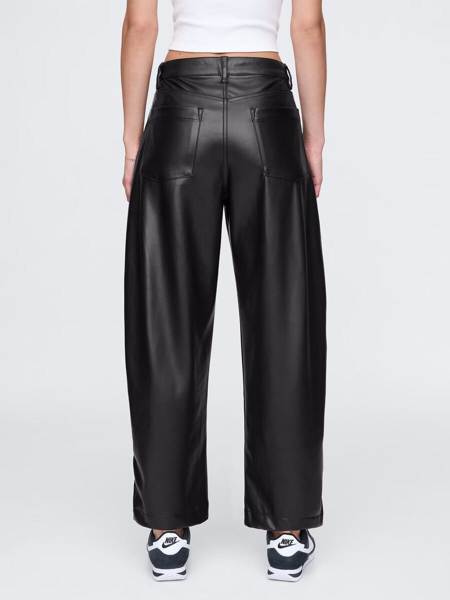 Pantalone barrel fit effetto lucido Donna_2