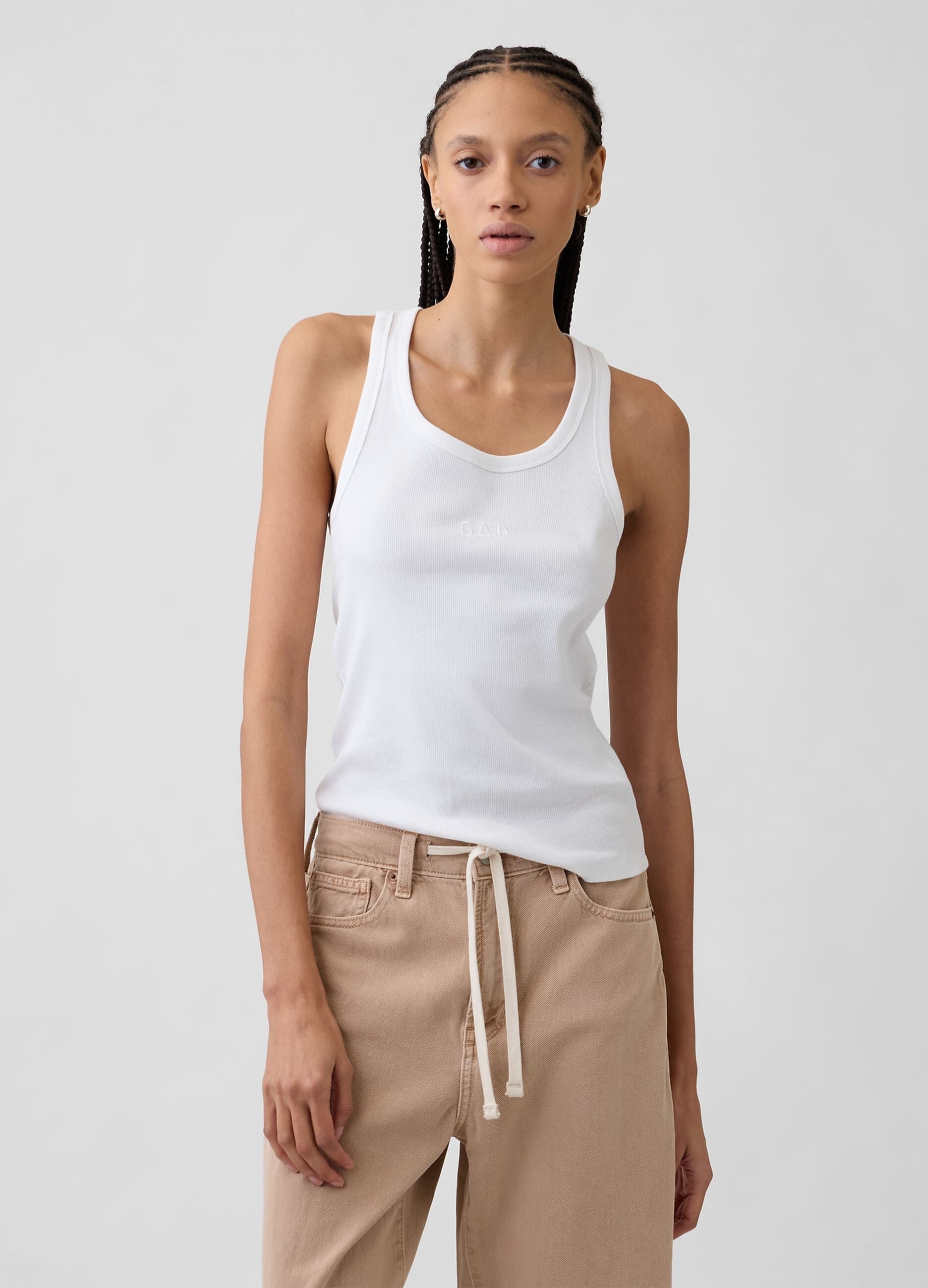 Tank top in cotone elasticizzato con logo GAP