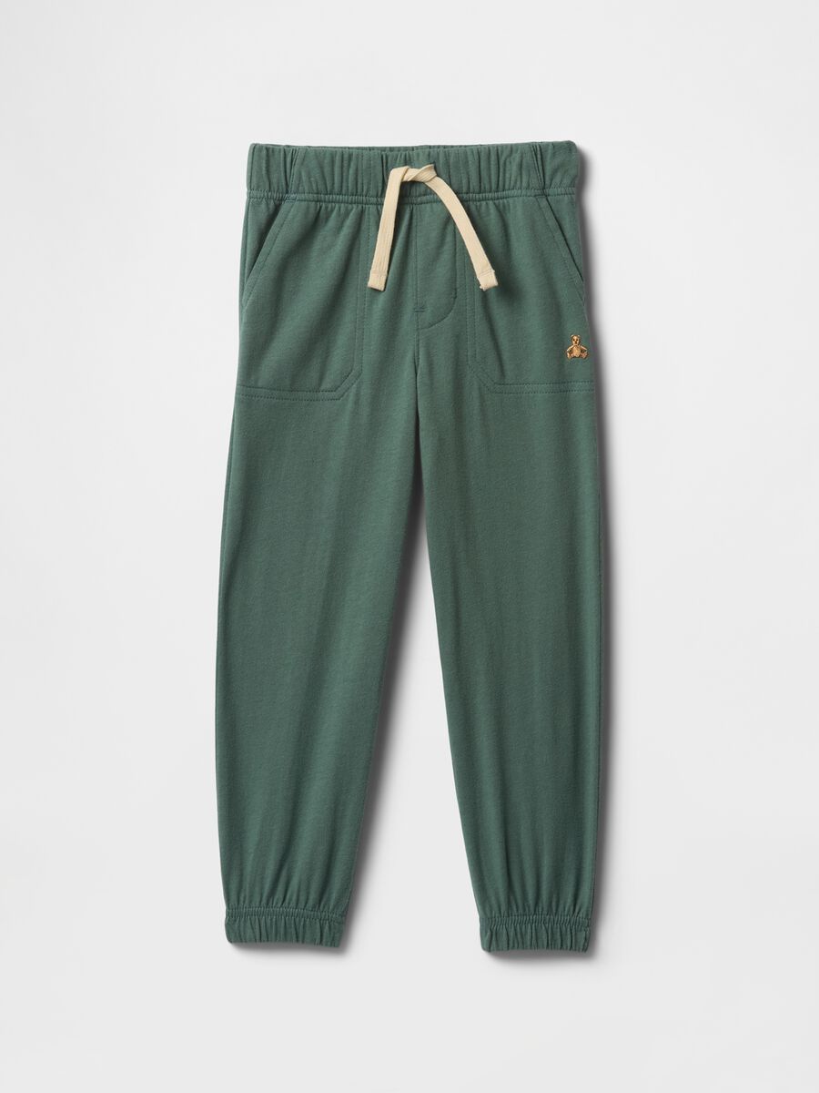 Pantaloni jogger verdi con elastico in vita e tasche Bimbo_0