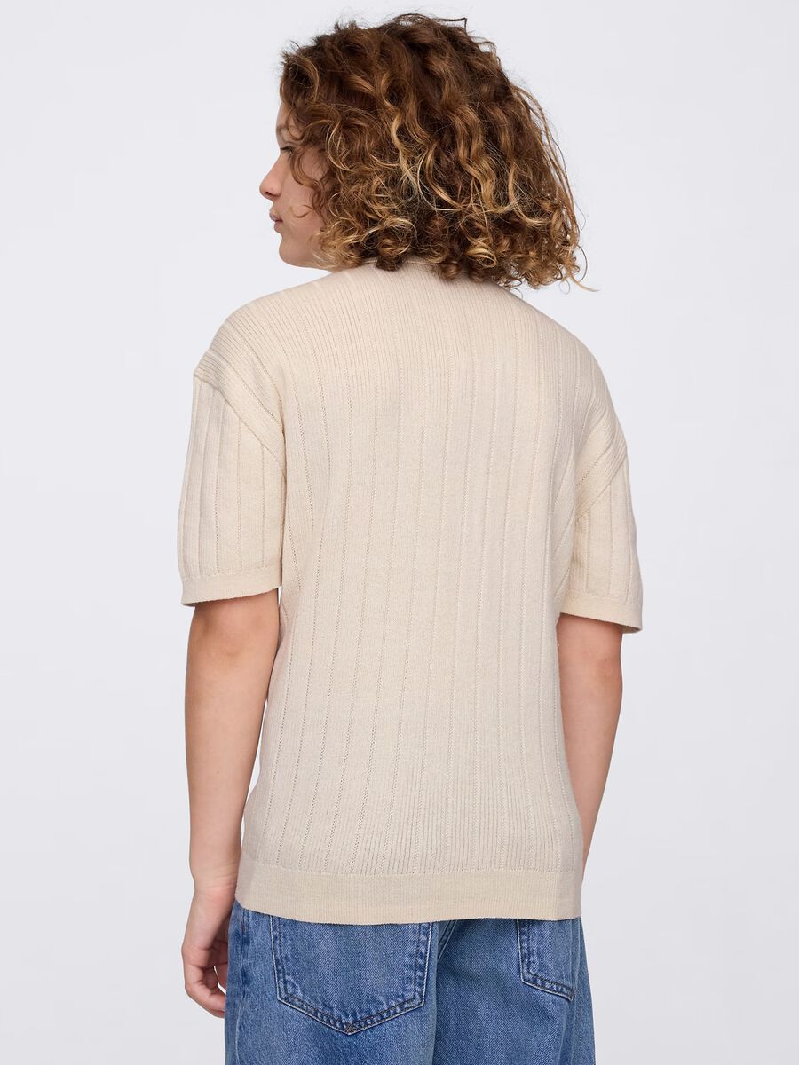 Polo a maniche corte beige in cotone Bambino_2