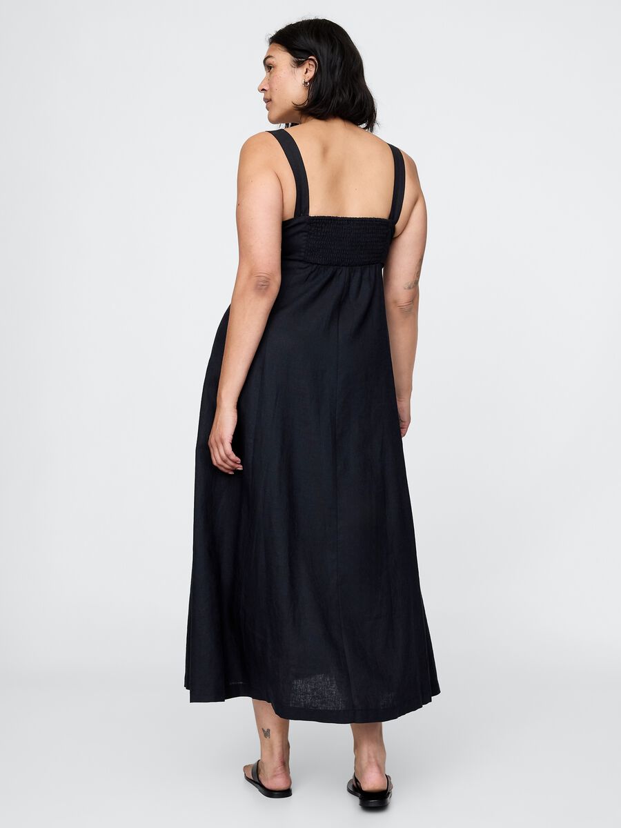 Abito lungo nero in lino e viscosa Gap Donna_5