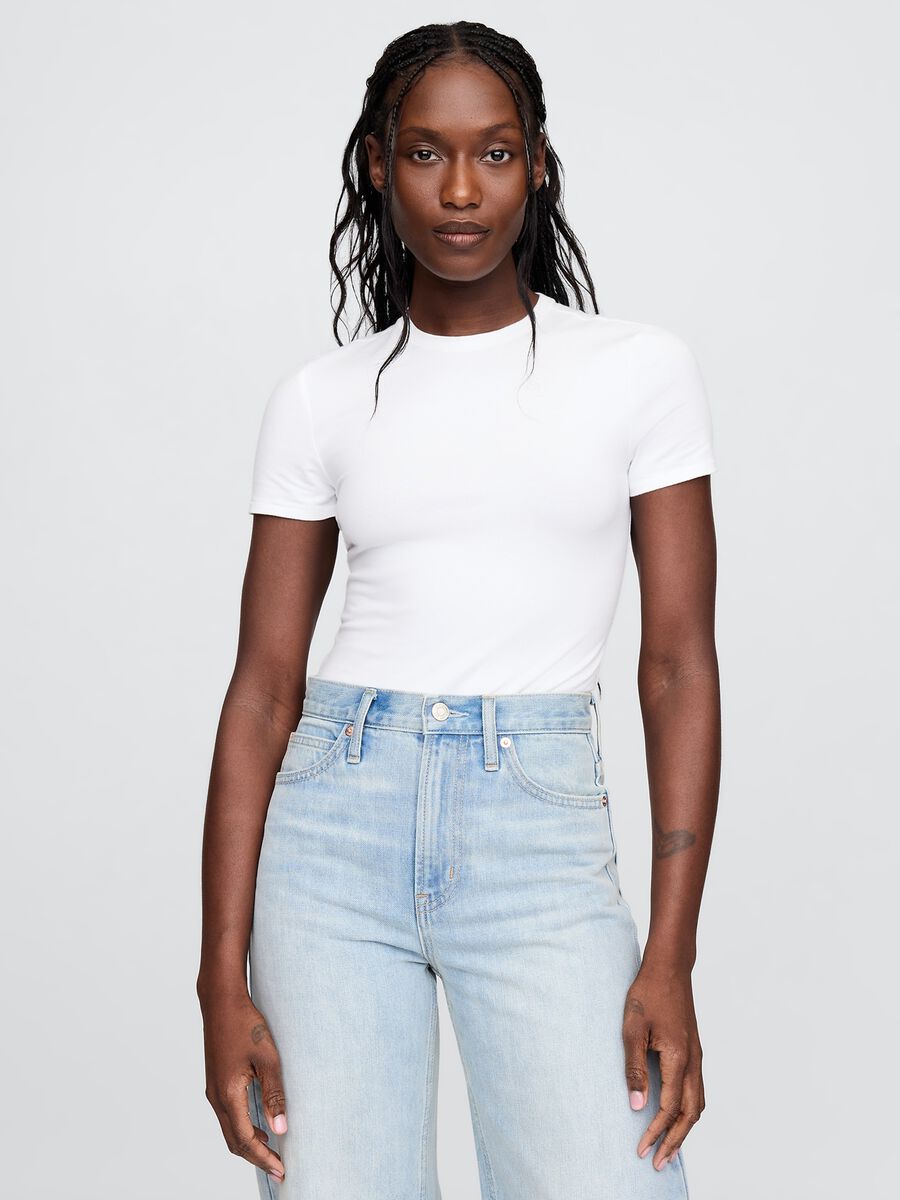Body bianco in cotone elasticizzato Donna_0