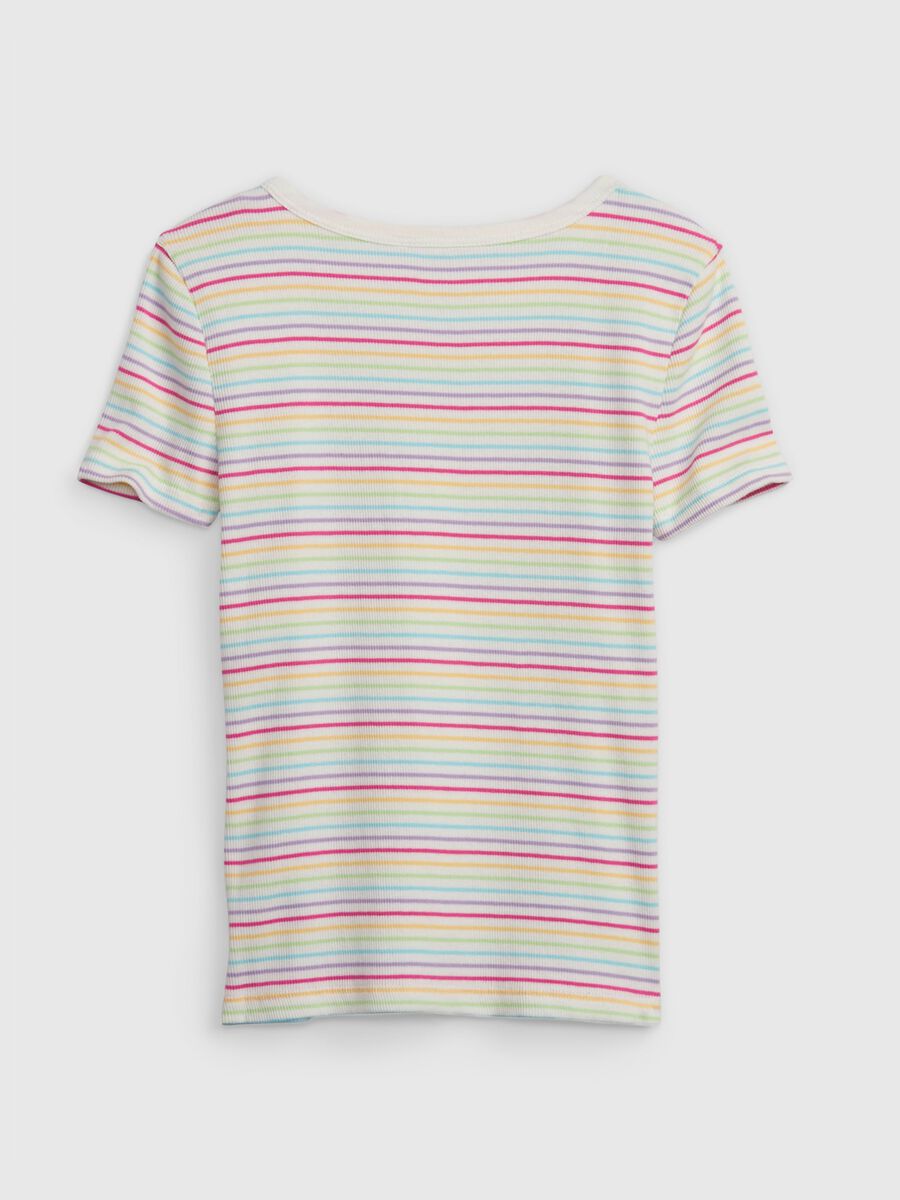 Ribbed T-shirt with striped pattern Girl_1