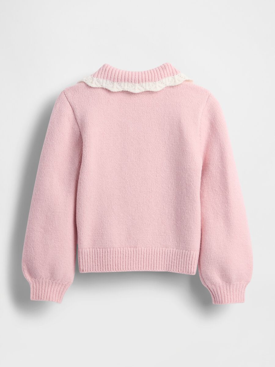 Maglione rosa con colletto da bambina Bimba_2
