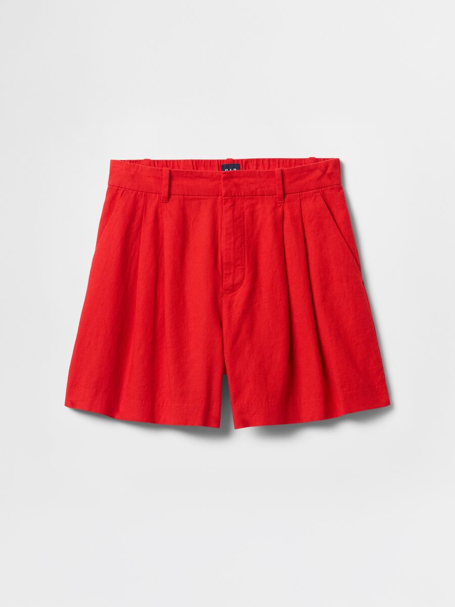 Red Gap Shorts in Linen and Viscose Woman_6