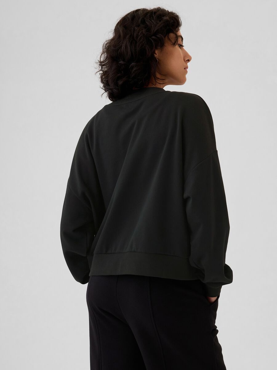 Felpa over con bottoni ricamo logo Donna_2