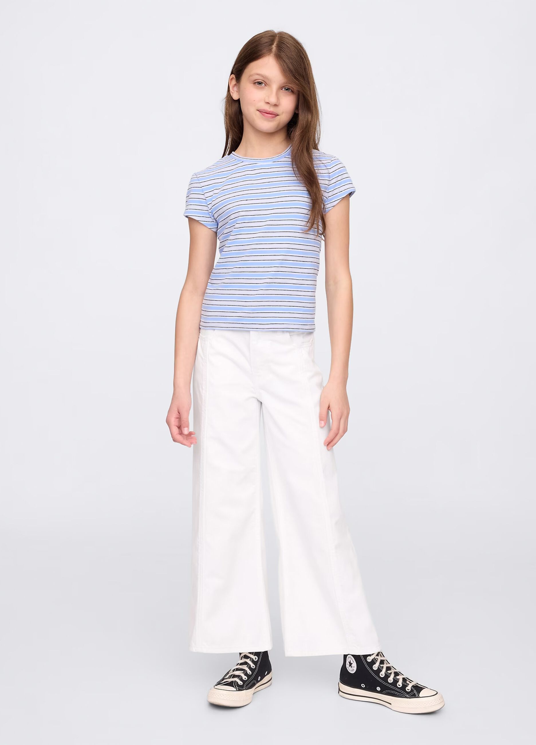 Pantaloni in denim bianchi a gamba larga