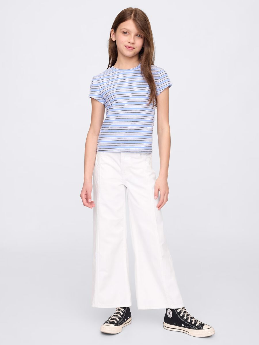 Pantaloni in denim bianchi a gamba larga Bimba_0