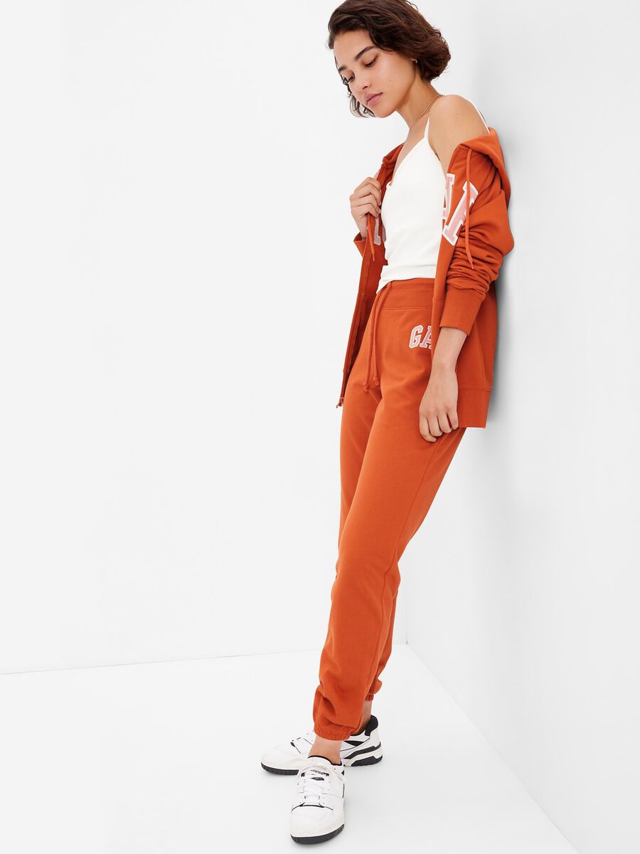 Fleece joggers with drawstring and embroidered logo Woman_0