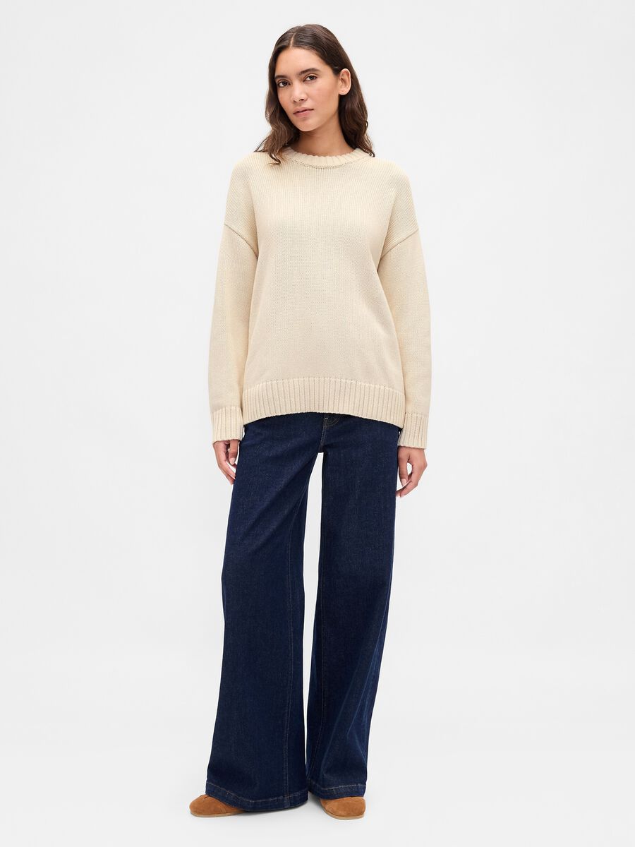 Pullover beige in cotone Donna_0