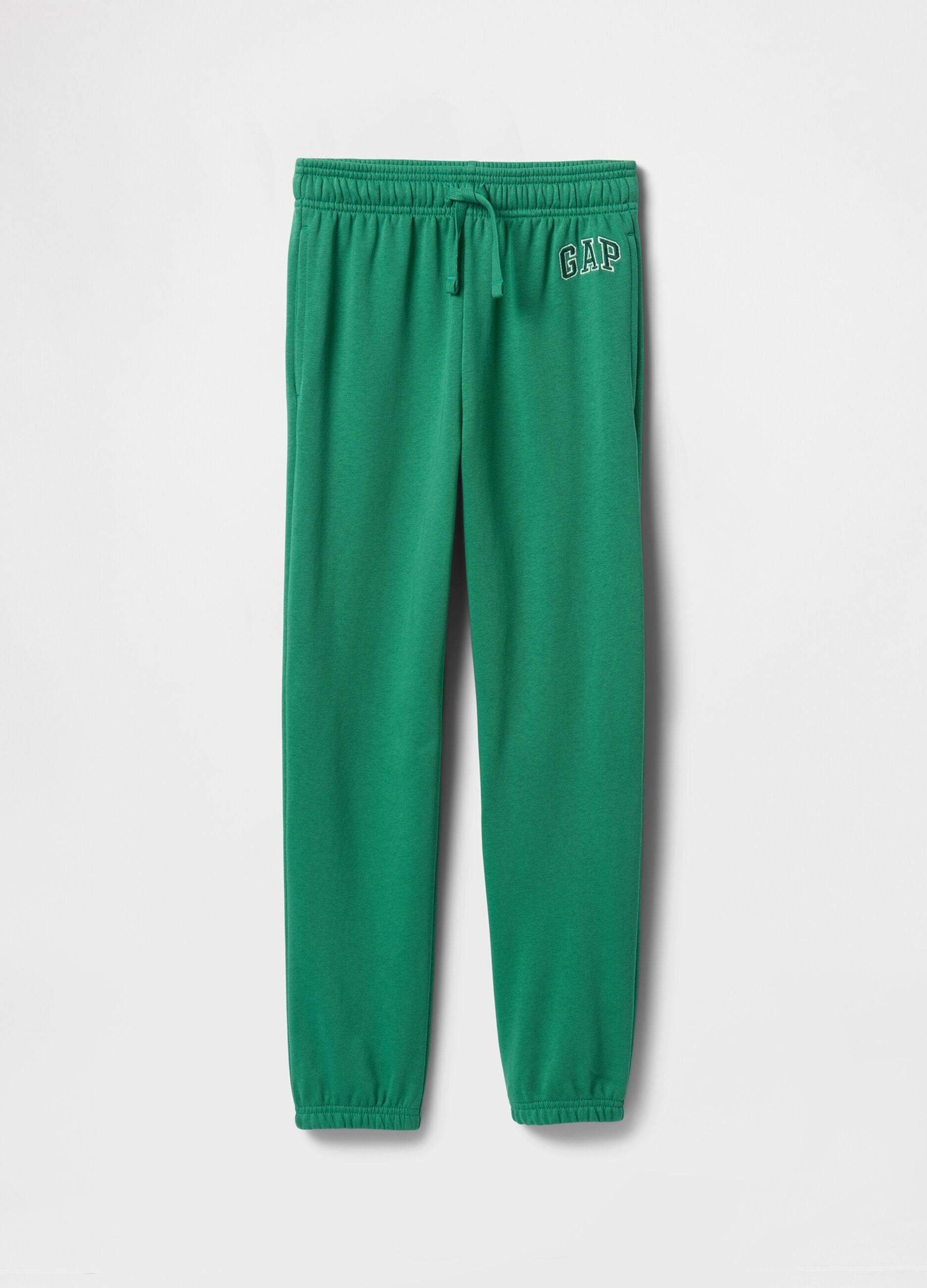 Pantaloni jogger verdi da bambino in cotone misto_4