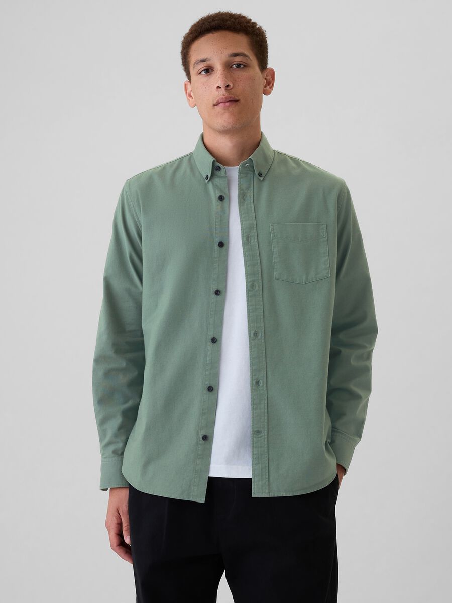 Camicia regular fit in cotone oxford Uomo_0