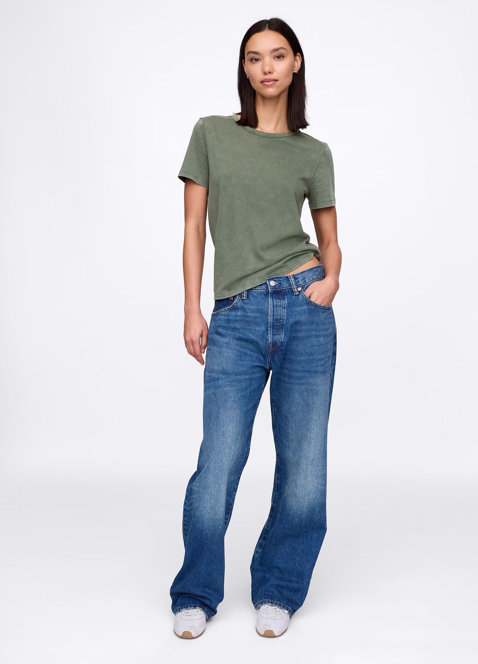 T-shirt verde in puro cotone_1