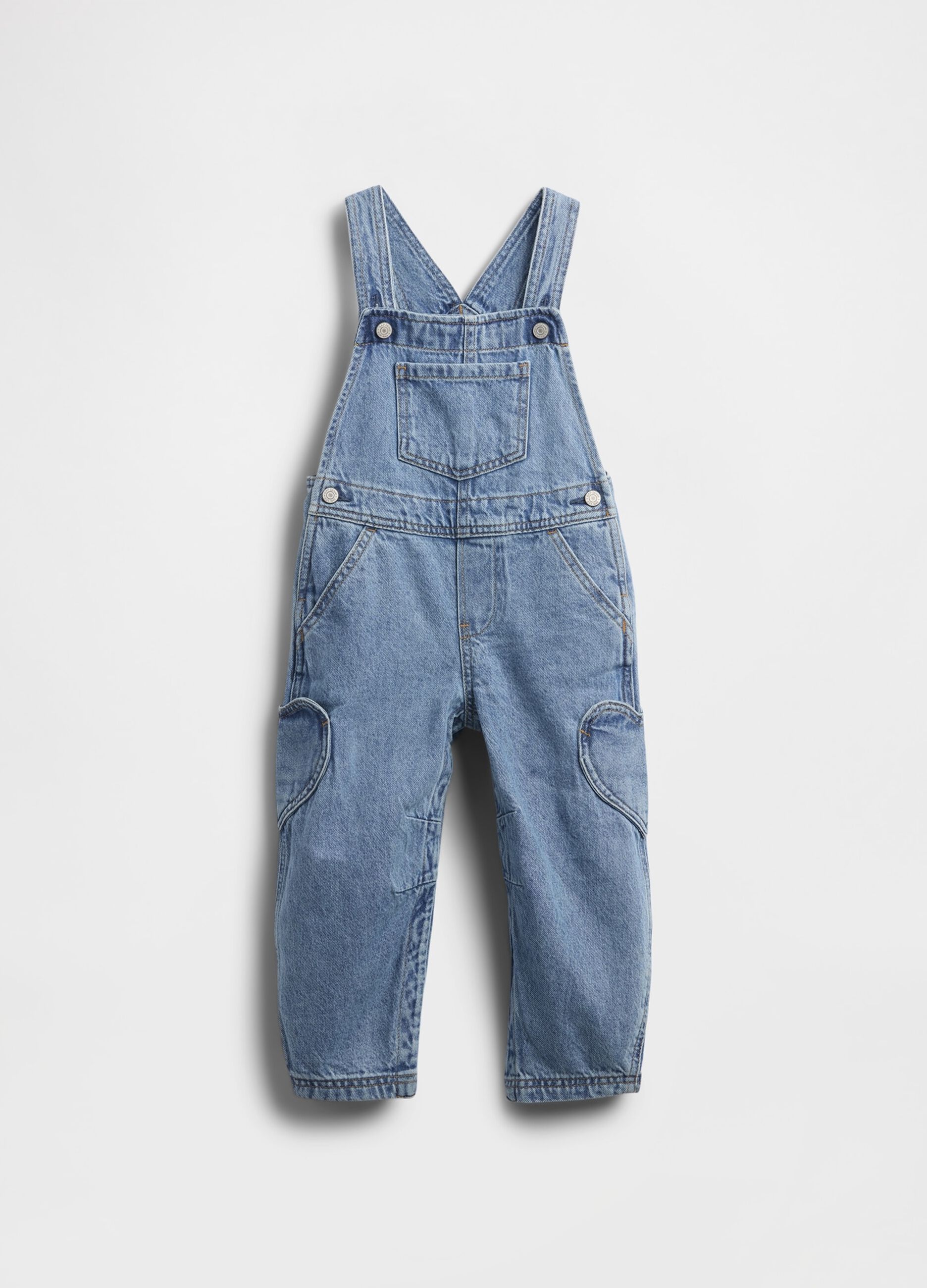 Salopette denim in cotone per bambina_1