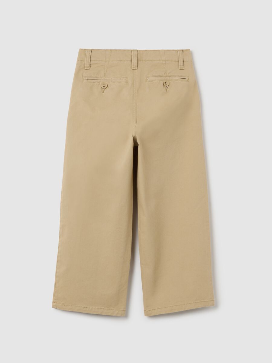 Pantaloni chino beige in cotone stretch Bimbo_1