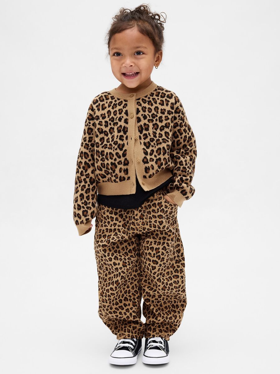 Beige trousers with leopard print Girl_0